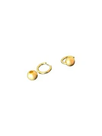 Brinco argola e bola escovado Prata 925 Ouro 18 k