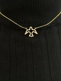Colar Espírito Santo vazado Prata 925 Ouro 18k