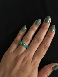Anel aliança Articulada esmeralda Prata 925 Ródio