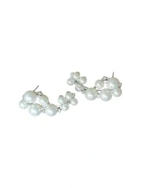 Brinco Ear cuff Pérola Prata 925 Ródio