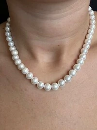 Colar Pérola fecho 2 pedras Prata 925 Ródio