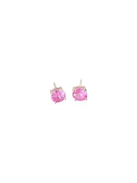 Brinco Ponto Redondo Topázio Rosa 8 mm Prata 925 Ródio