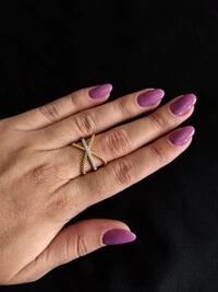 Anel X com zircônia Prata 925 Ródio e Ouro 18k