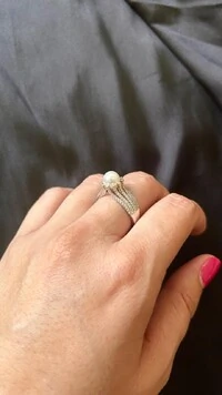 Anel Pérola zircônia cravejado Prata 925 Ródio