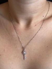 Colar Chave Zircônia Prata 925 Ródio