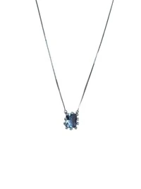 Colar Quadrado Cristal azul Prata 925 Ródio