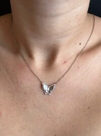 Colar Borboleta Zircônia Laminada Prata 925 Ródio
