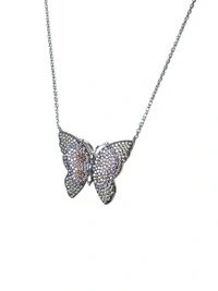 Colar Borboleta colorida zircônia Prata 925 Ródio