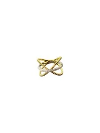 Anel X com zircônia Prata 925 Ródio e Ouro 18k