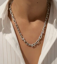 Colar Inspiração cravejado 42 cm Prata 925 Ródio