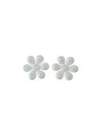 Brinco Flor micro cravação 6 pétalas Prata 925 Ródio