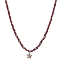 Colar Rubi Flor zircônia Prata 925 Ródio