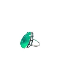 Anel Fusion esmeralda gota Prata 925 Ródio