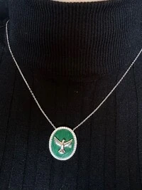 Colar Oval Espírito Santo esmeralda e zircônia Prata 925 Ródio