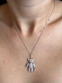 Colar Urso Teddy Zircônia Prata 925 Ródio