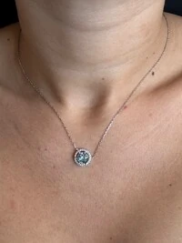 Colar Redondo Topázio azul e zircônia Prata 925 Ródio
