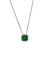 Colar Quadrado Esmeralda Zircônia P Prata 925 Ródio