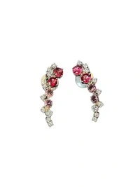 Brinco Ear cuff Rubi Topázio Rosa Zircônia Prata 925 Ródio