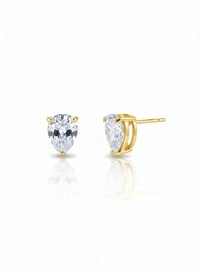 Brinco Gota zircônia 10 mm Prata 925 Ouro 18 k