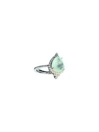 Anel Turmalina Paraíba Light Gota e Zircônia Prata 925 Ródio