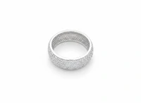 Anel aliança inteira 7 fileiras cravejada Prata 925 Ródio