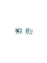 Brinco Quadrado Cristal azul Prata 925 Ródio