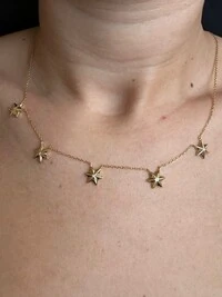 Colar 5 estrelas Prata 925 Ouro 18k