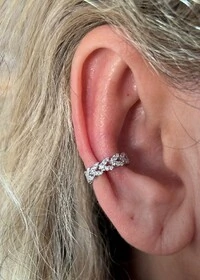 Piercing Fake folha zircônia Prata 925 Ródio