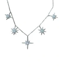 Colar cinco estrelas micro cravação Prata 925 Ródio