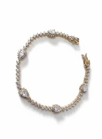 Pulseira Riviera Gota Princesa zircônia 17 cm Prata 925 Ouro 18 k