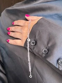 Pulseira Cristal coração rosa 17 cm com alongador Prata 925 Lisa