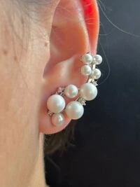 Brinco Ear cuff Pérola Prata 925 Ródio