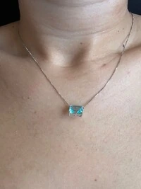 Colar Quadrado Topázio Azul Prata 925 Ródio