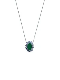 Colar Oval Esmeralda Tanzanita Prata 925 Ródio