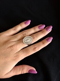 Anel Nossa Senhora oval aberto zircônia Prata 925 Ródio