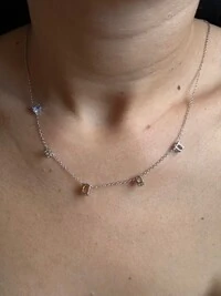 Colar Pedras coloridas Prata 925 Ródio