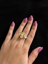 Anel Quadrado yellow e zircônia ajustável Prata 925 Ródio