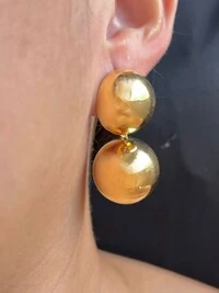 Brinco Meia Bola Prata 925 Ouro 18K