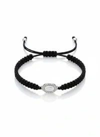 Pulseira Nossa Senhora macramê preta Prata 925 Ródio