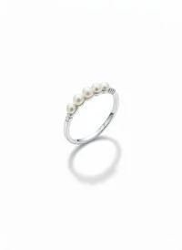 Anel aliança 1/2 pérola Prata 925 Ródio