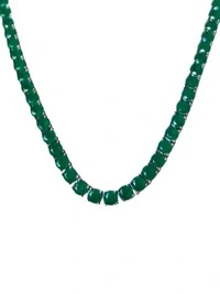 Colar Riviera 42 cm 4 mm esmeralda Prata 925 Ródio