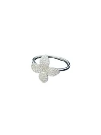 Anel flor Zircônia quatro pétalas M Prata 925 Ródio