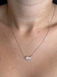 Colar coração e retângulo zircônia Prata 925 Ródio