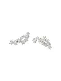 Brinco Ear cuff flor zircônia Prata 925 Ródio