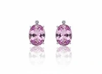 Brinco oval com gancho topázio rosa Prata 925 Ródio