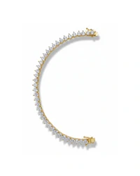 Pulseira Riviera zircônia coração 19 cm Prata 925 Ouro 18 k