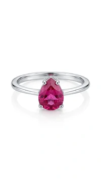 Anel Gota Turmalina Fusion Rosa Prata 925 Ródio
