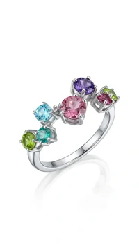 Anel Cristal Colors Ajustável Prata 925 Ródio