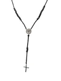 Colar Terço Hematita Espirito Santo Zircônia Prata 925 Ródio