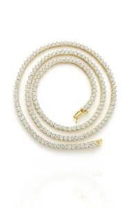 Colar Riviera 3 Garras 2mm Prata 925 Ouro 18 K